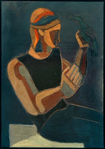 Seated Man with Bird by Helmut Kolle